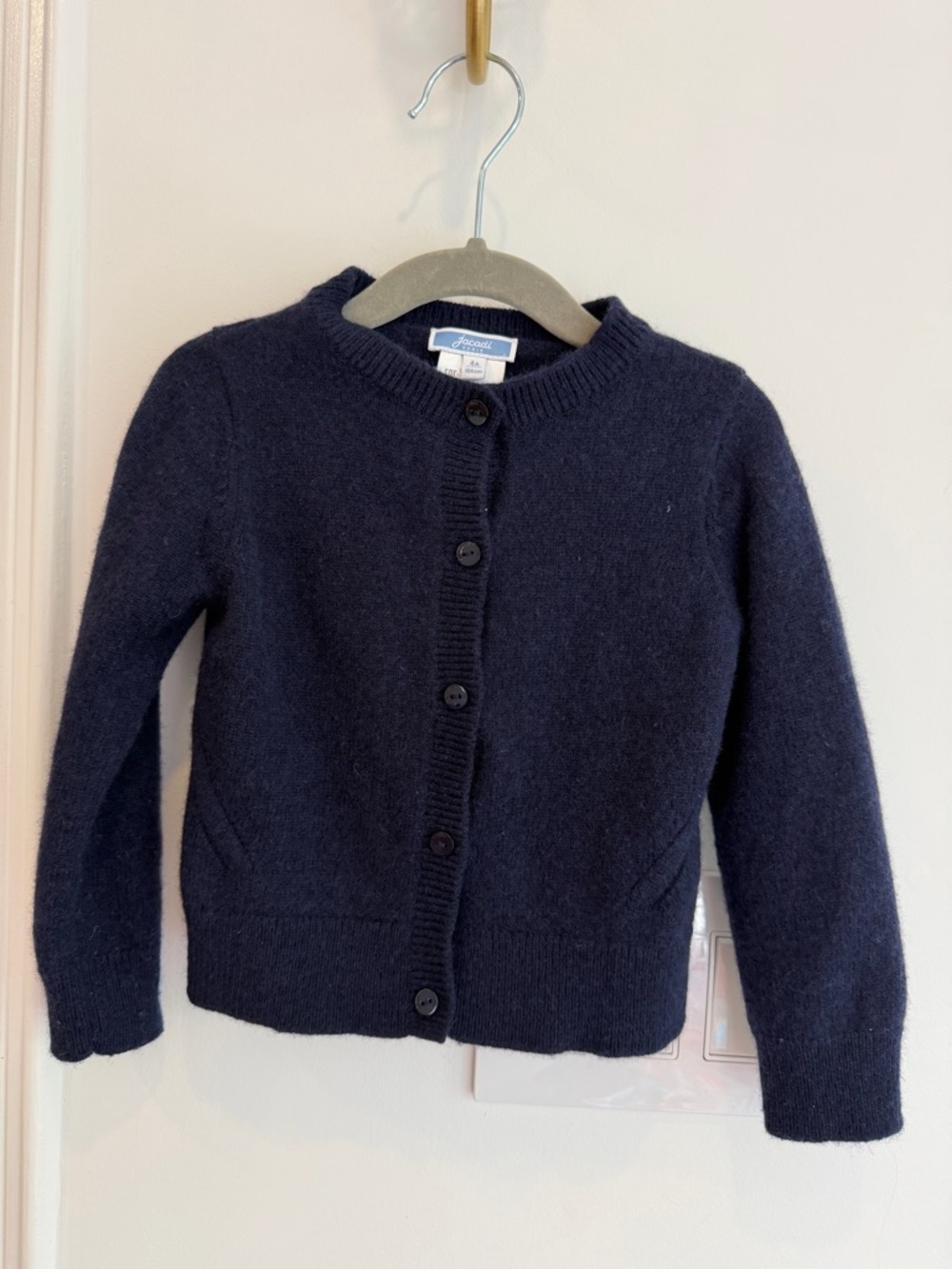 Jacadi Girls Navy Button-Front Wool Blend Cardigan size 4A